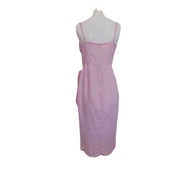 Lovers and Friends pink sundress wrap style spaghetti straps linen size Medium - Picture 5 of 9